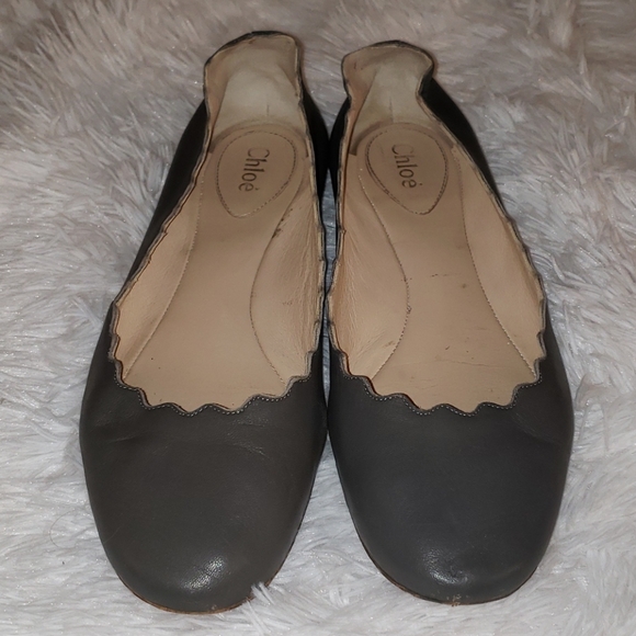 😊Chloe Lauren Sheepskin Leather Flats In Gray😊 - Picture 2 of 10